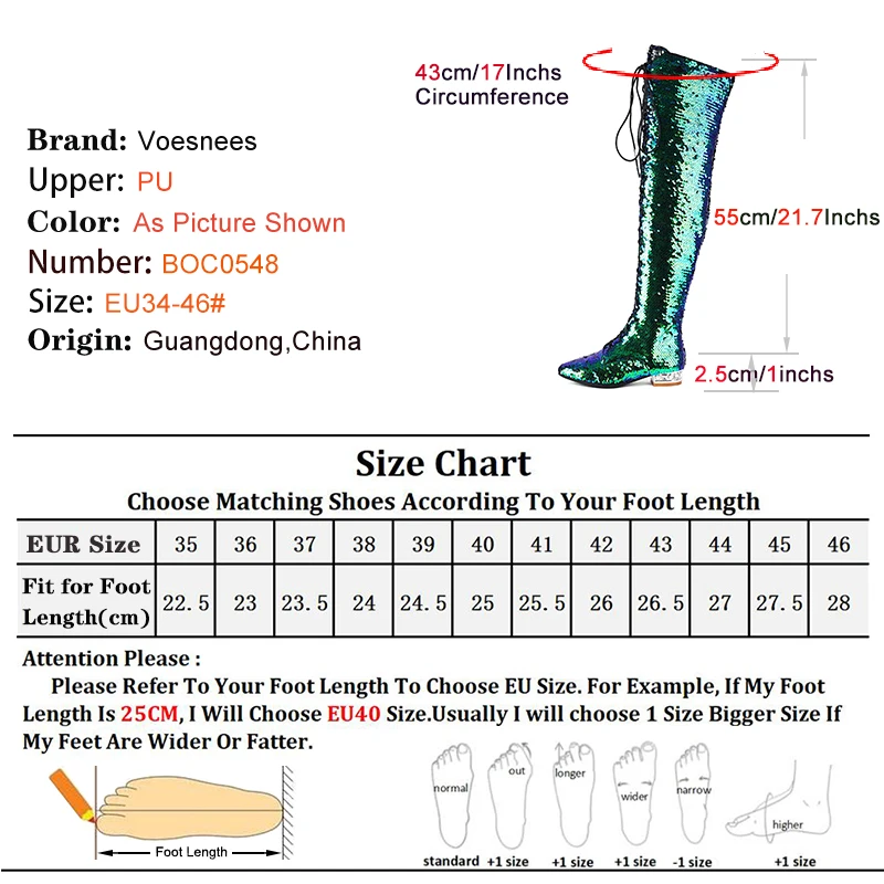 Women Sexy Long Black Boots Autumn Winter Low Heel Party Shoes Shiny Sequined High Heels Lace-up Over the Knee Boots Large Size