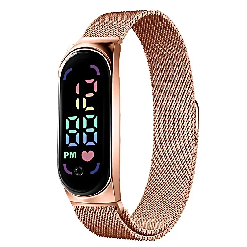Womens Watch LED Magnetic Watchband Strap Waterproof Touch Feminine Fashion Digital