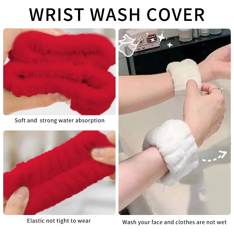Plush Leopard Print Color Wrist waterproof hair band Women Wash Face And Make Up Wrist Strap Female Fashion Accessories