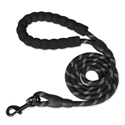 Reflective Heavy-Duty Dog Leash with Padded Handle for Enhanced Safety and Control (Black)