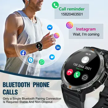 EIGIIS 2024 New KE3 Bluetooth Call Smart Watch Men Full Touch Screen Health Monitor Clock With Flashlight  For IOS Android 2