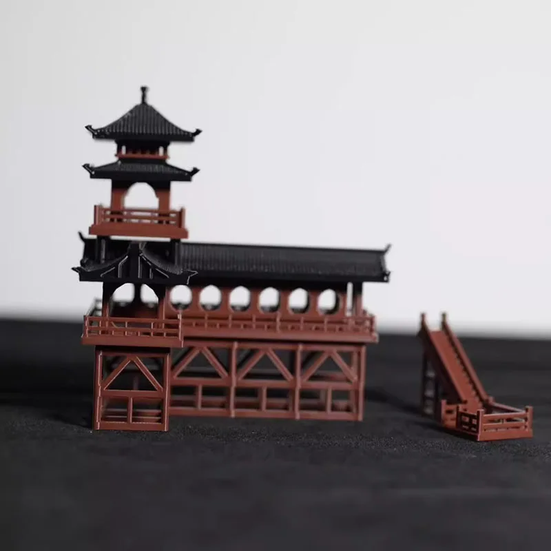Qiaolin 3D Printing Corner Style Stilted House Chinese Model Pavilion Bonsai Ancient Architecture Landscape Decoration Ornament