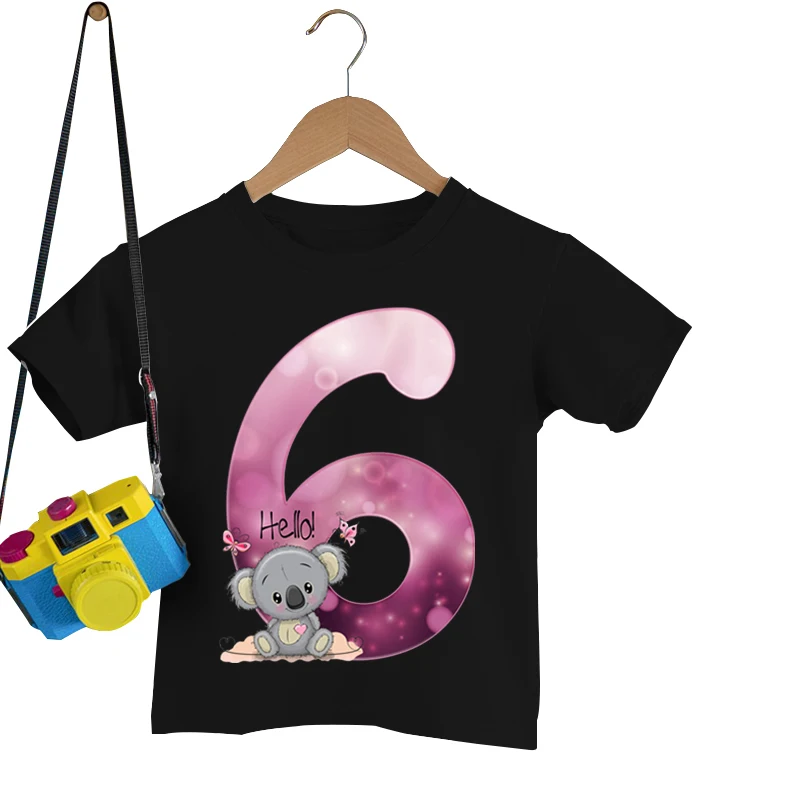 

Футболка на день рождения Koala, футболка на день рождения для маленьких девочек и мальчиков, футболка с рисунком конфетного рисунка, одежда на тему единорога, модная трендовая детская футболка