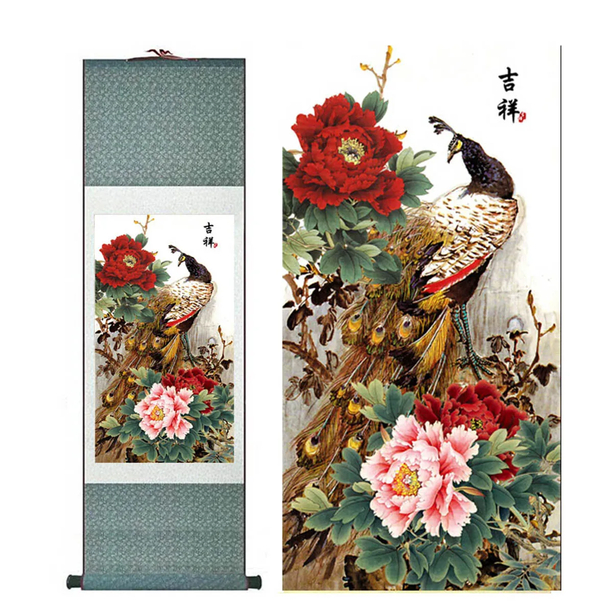 Pintura de seda pavão, pintura de arte de seda tradicional chinesa, pinturas  de flores, sala de estar, pintura de arte impressa - AliExpress, image size:1200x1200