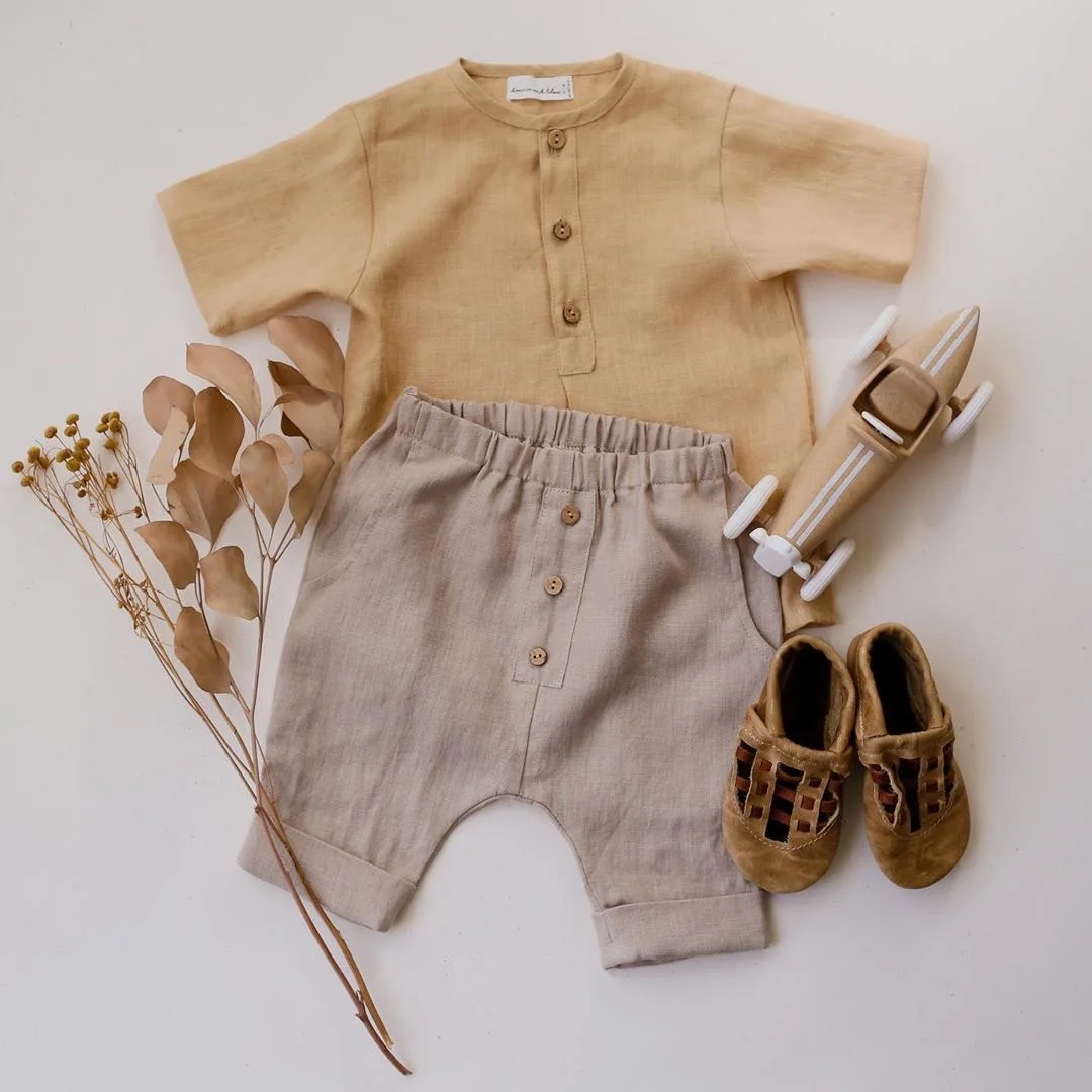 

Casual Little Boys Summer Clothes Linen Cotton Baby Short Sleeve Tee and Short Pants 1,2,3 Years Toddler Outfits