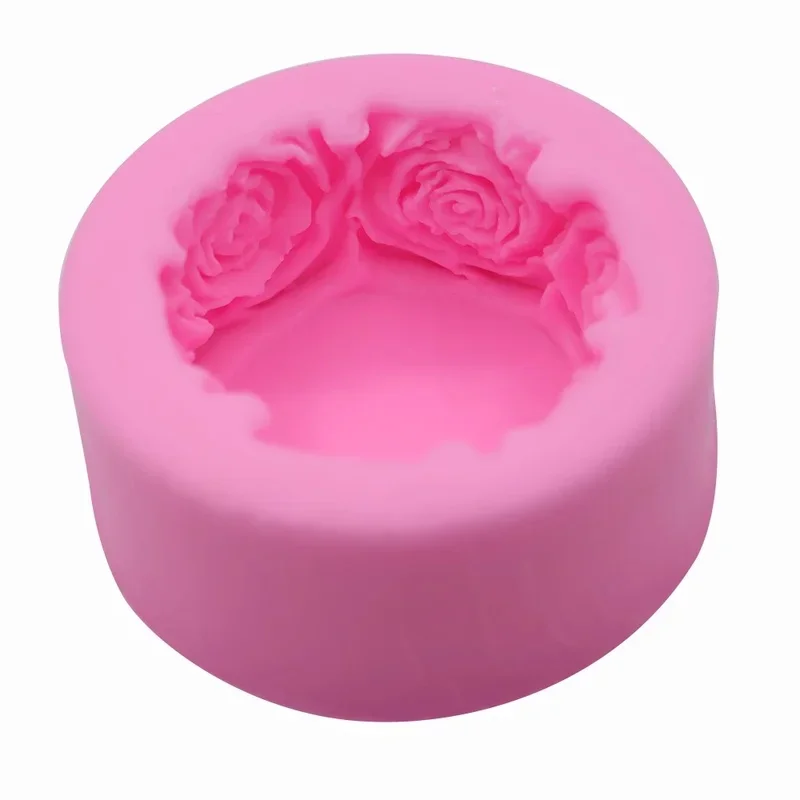 3D Round Rose Flowers Shape Silicone Soap Mold DIY Handmade Soap Molds Making Fondant Cake Candle Molds Craft Decoration