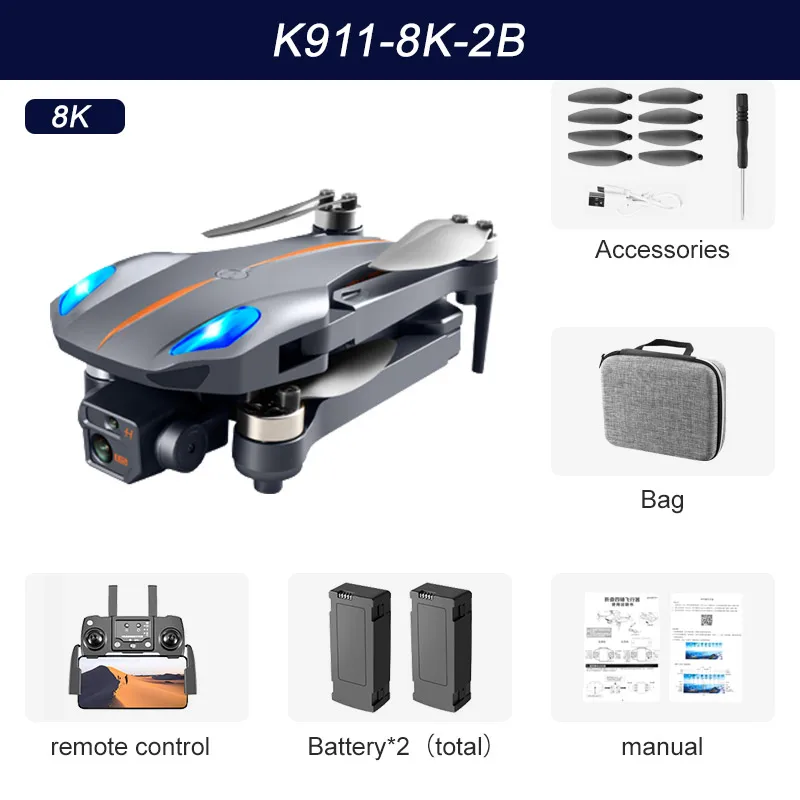 K911 MAX GPS Drone 4K Professional Obstacle Avoidance 8K Dual HD Camera Brushless Motor Foldable Quadcopter RC Distance 1200M syma remote control RC Quadcopter