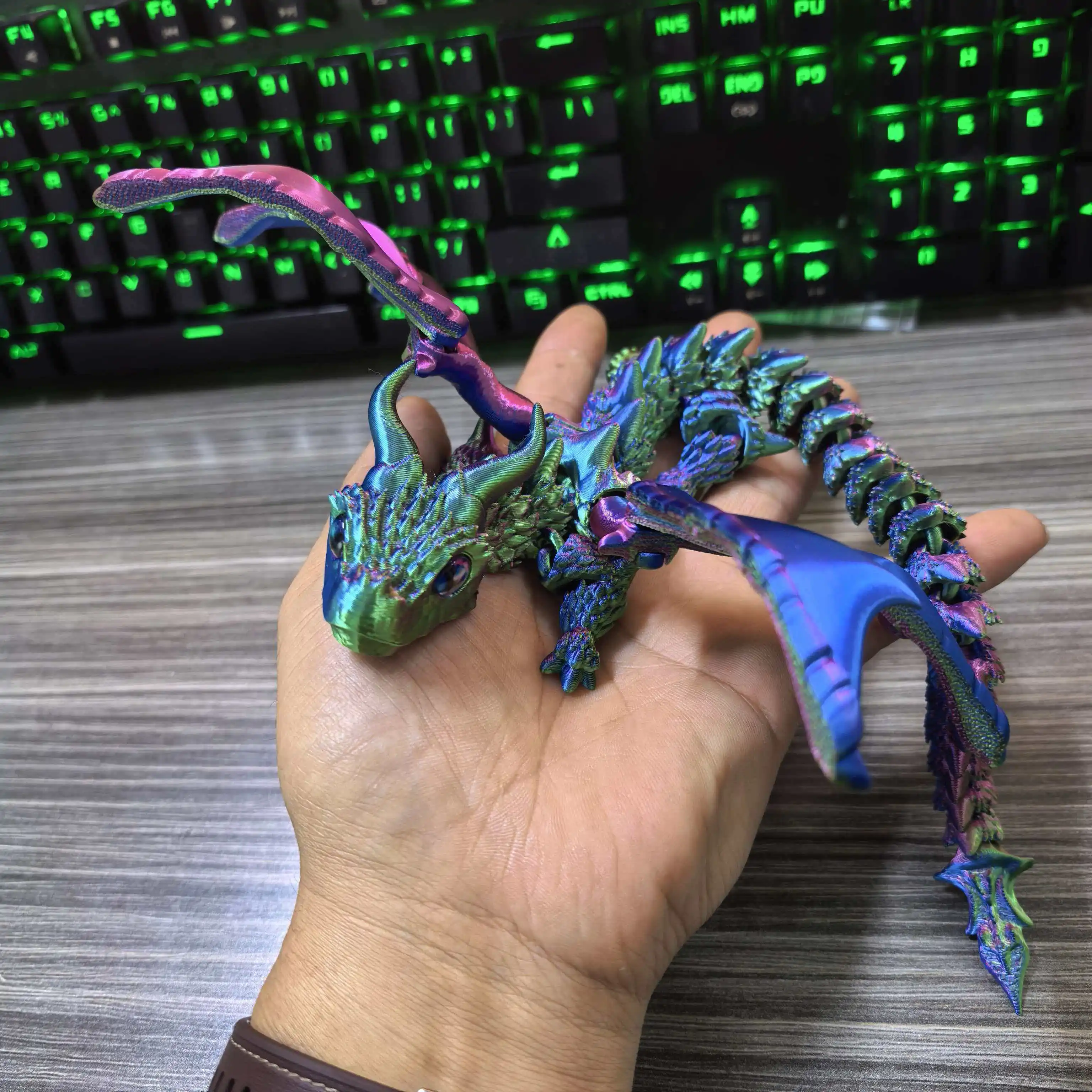 22-30CM 3D Printed Simulated Eyes Flying Dragon Baby Ornaments Joints Can Move Dragon Rockery Fish Tank Landscaping Decoration 3