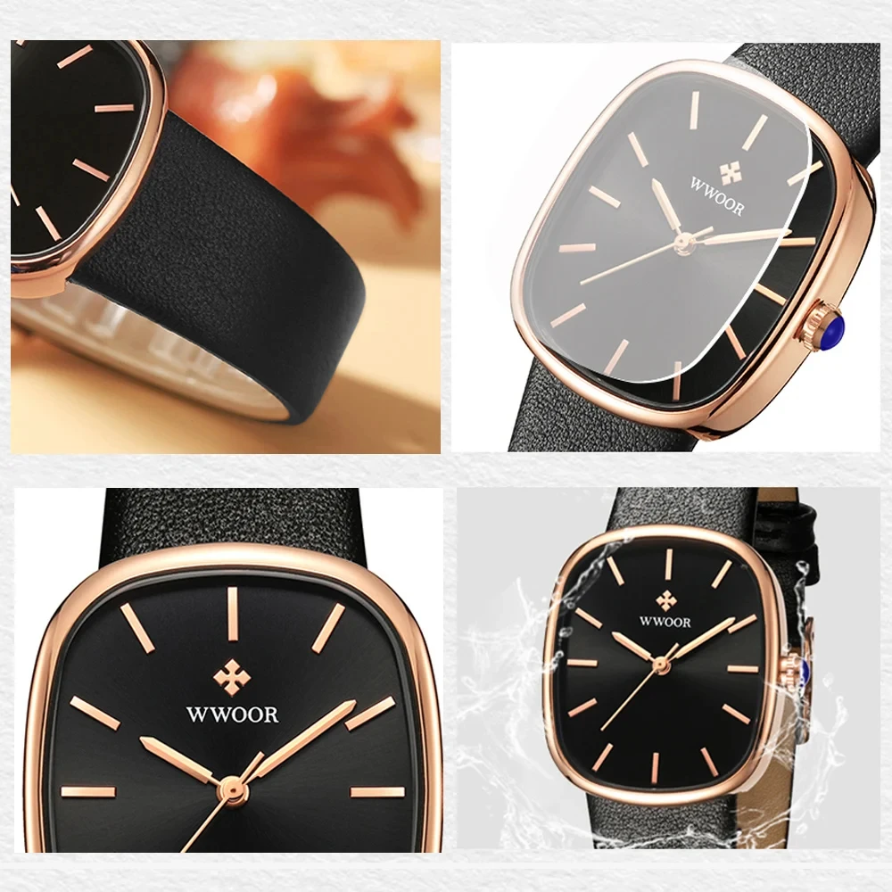 Women Watches WWOOR Women Watch Fashion Leather Quartz Bracelet Watch Luxury Waterproof Ladies Wristwatch Montre Femme Feminino
