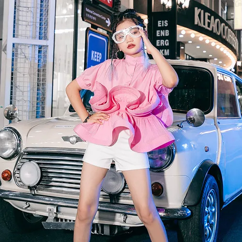 

Baby girl model runway catwalk performance clothing cool fashion children jazz dance clothing girl clothing personality summer
