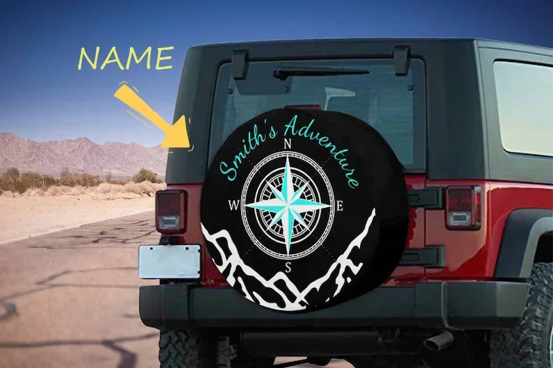 

Custom Name Spare Tire Cover Personalized Wheel Cover with Text for Jeep Camper SUV Car Decor Car Accessories Gift for Car Lover