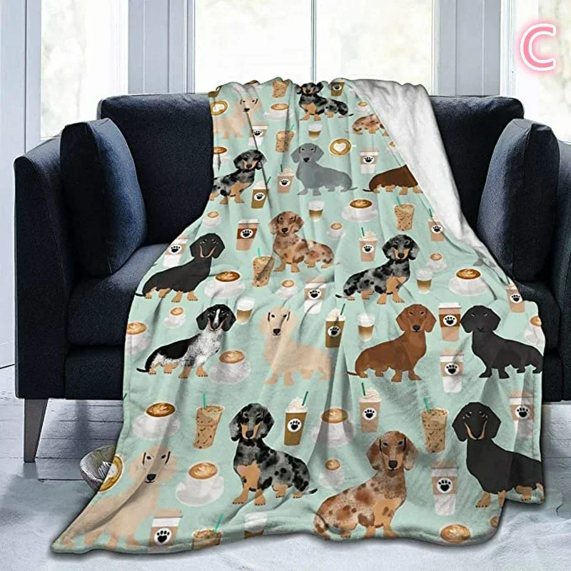 Puppy Dog Blanket Dachshund Dog Printed Blanket Fleece Blanket Flannel Sleep Comfort Super Soft Sofa Blanket 4