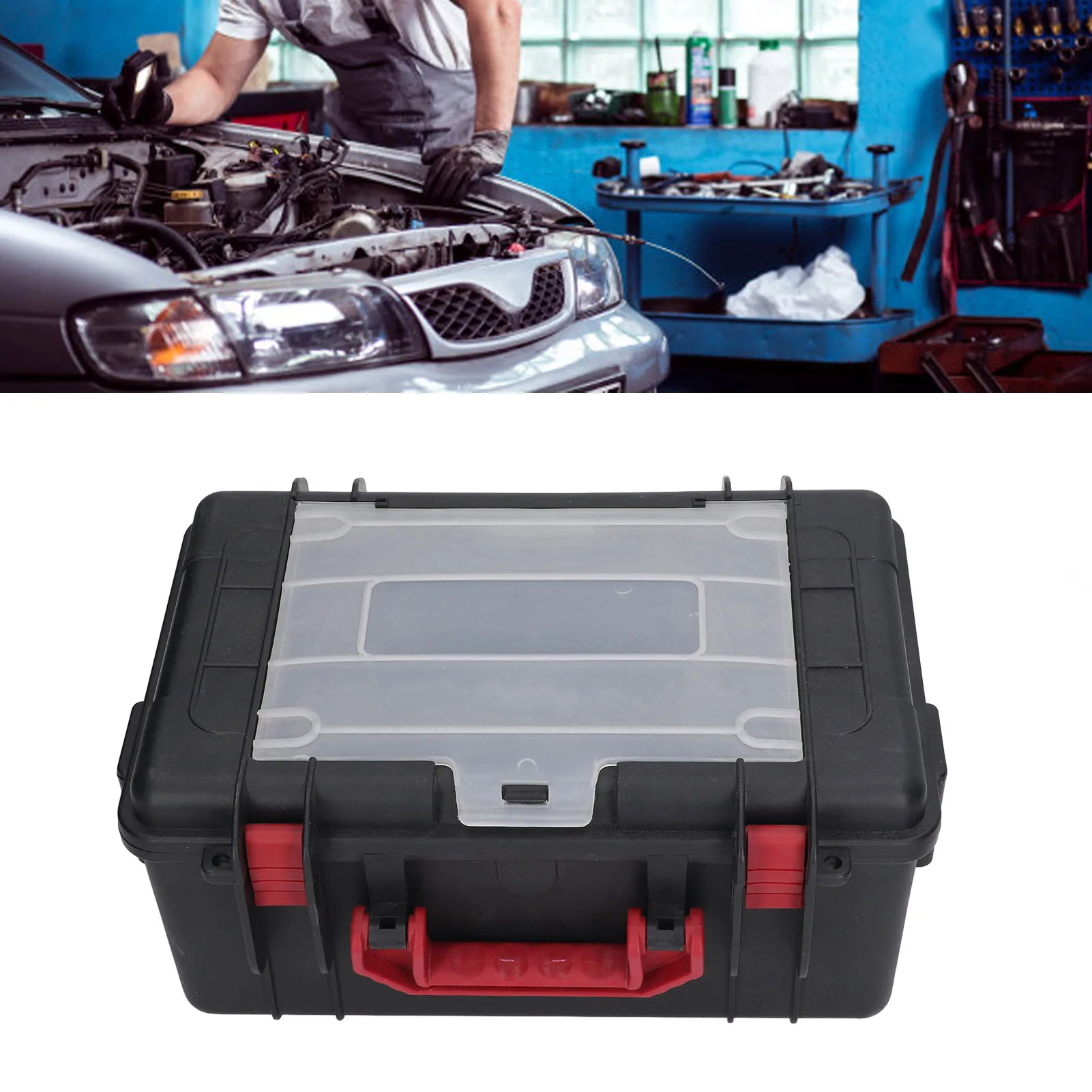 Black Multifunctional Hardware Tool Box Portable Plastic Storage Box for Parts Organization 5