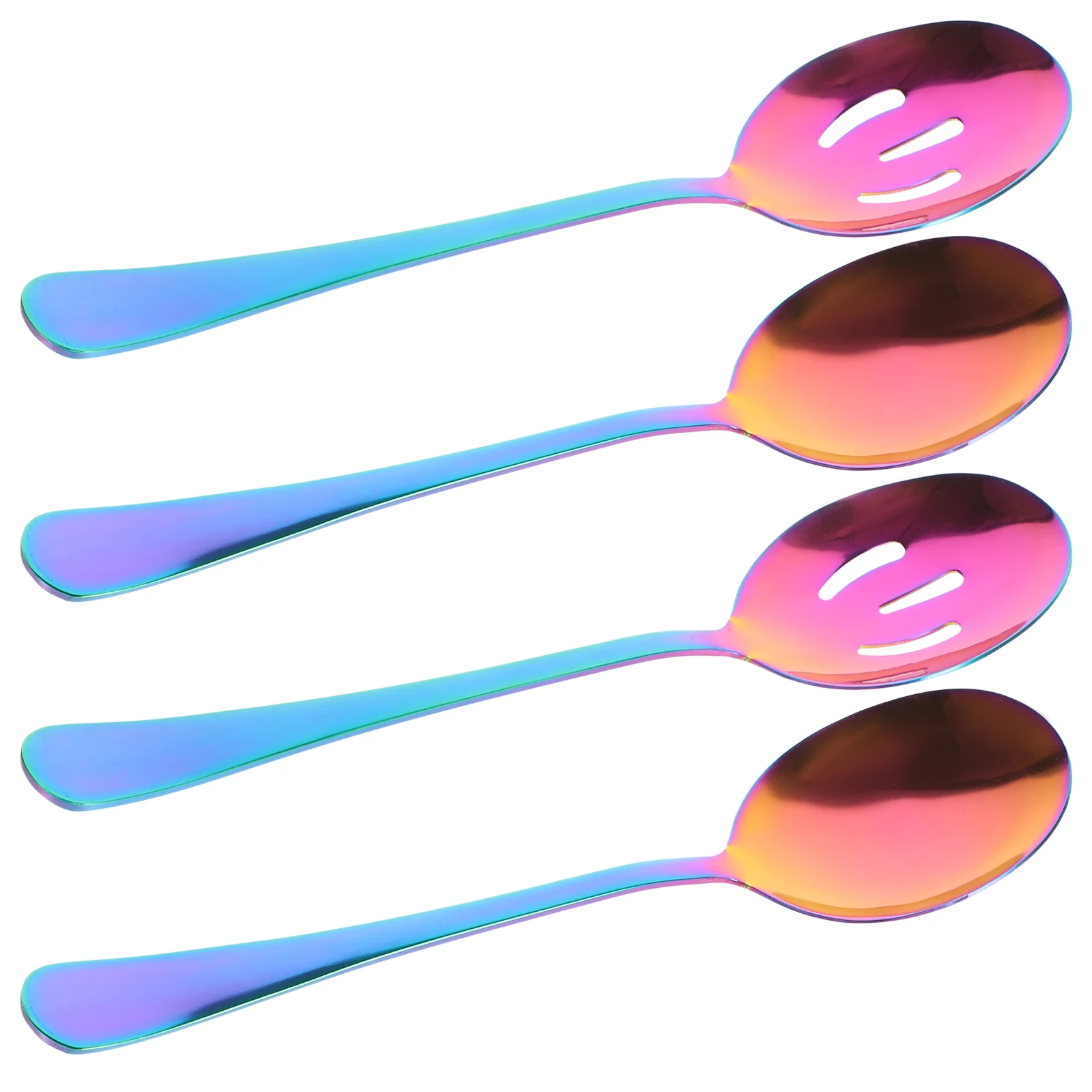 

4pcs Portable Slotted Spoon Stainless Steel Slotted Utensil Restaurant Serving Spoon