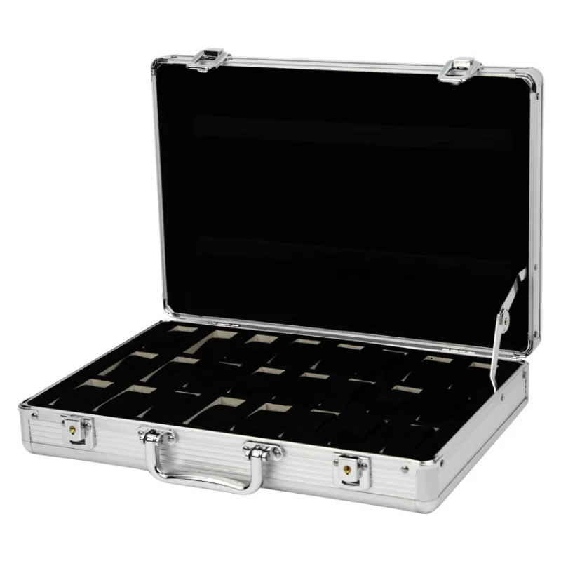 

Luxury Watch Storage Box Display with Pillow 24/12/10 Slot Clear Glass Top Men Jewellery Box Aluminium Alloy Watch Case
