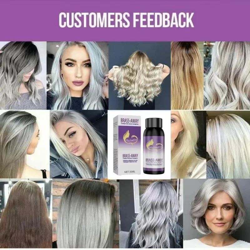 Shampoo Colorante Fissante per Capelli, Copre i Capelli Grigi, Anti-Giallo Dopo la Decolorazione, Shampoo Non Irritante Viola per Capelli Biondi - immagine 2