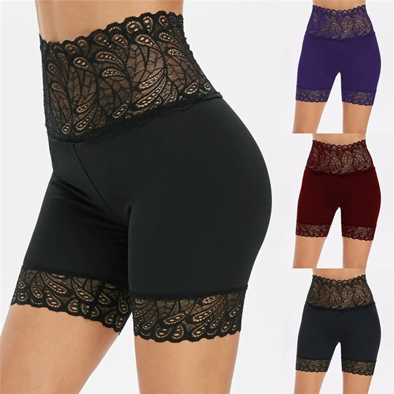 

High-Waist Shorts Under Skirt Sexy Lace Anti Chafing Thigh Safety Shorts Ladies Pants Underwear Large Size Safety Pants Women