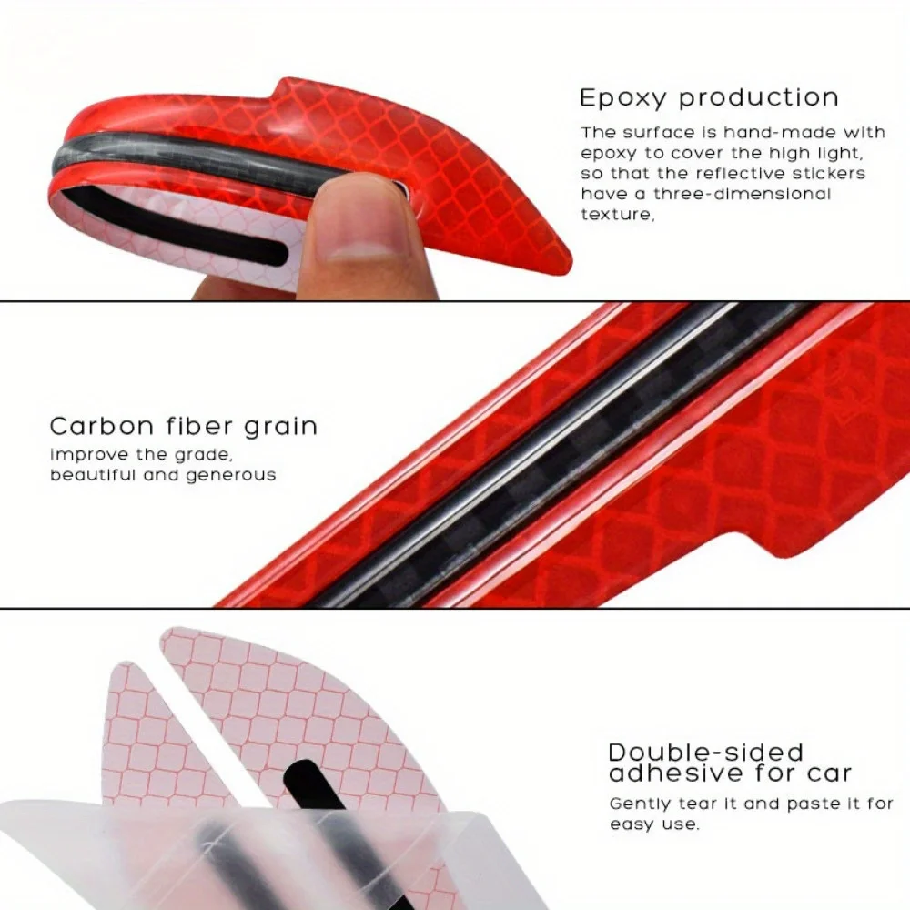 1Pair Car Rearview Mirror Reflective Sticker Door Leaf Board Tape For Auto Film Stickers Decorative Strip