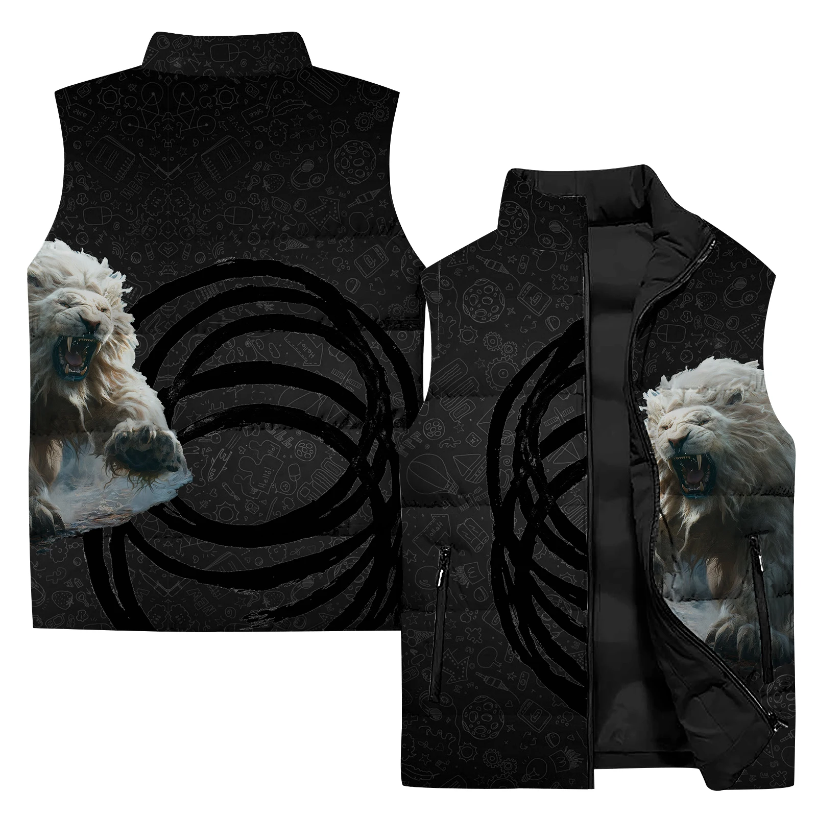 thumbnail image 1 of Chaquetas de conejo para hombre, chaleco de invierno fresco para hombre, chaleco aislante para hombre, chaleco cálido y resistente al viento, ropa moderna y duradera para hombre, león, 1 of 4