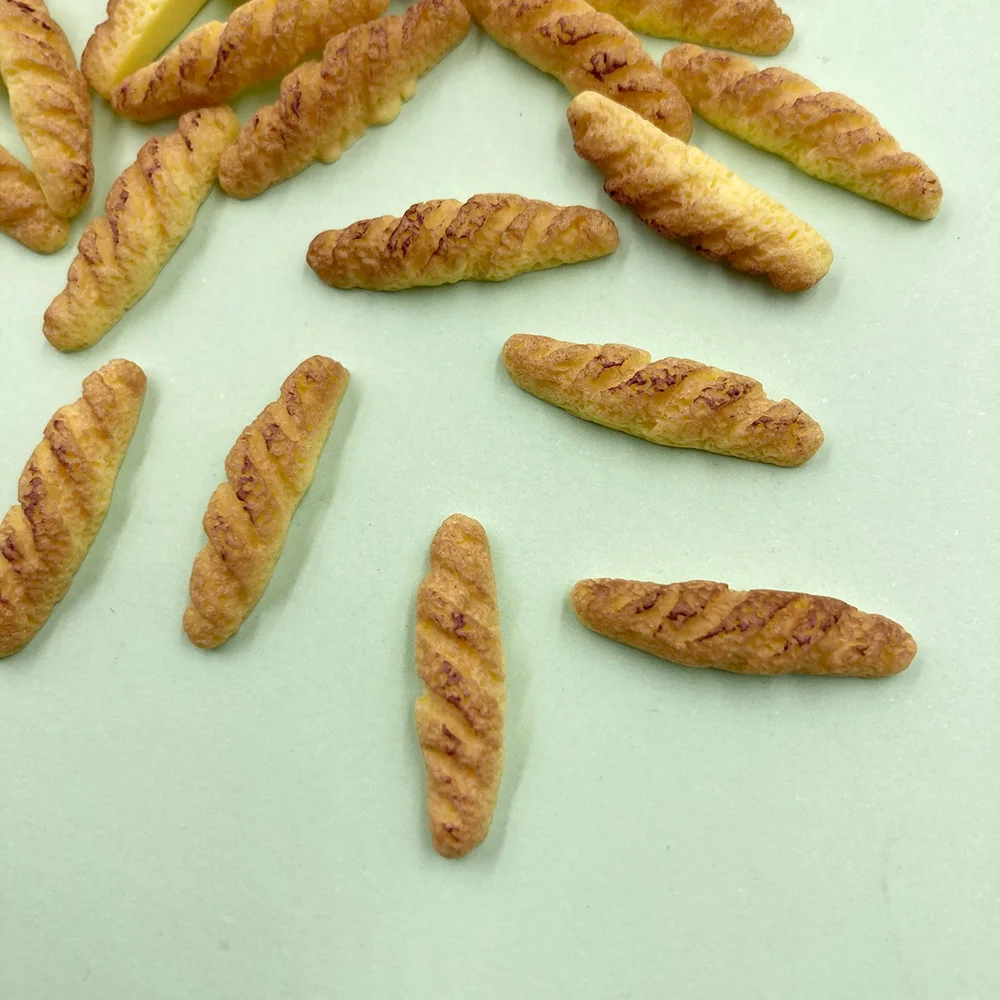 10Piece Flat Back Resin Cabochon Artificial Miniature Fake Food Bread DIY Embellishment Scrapbooking Decoration 7*30mm