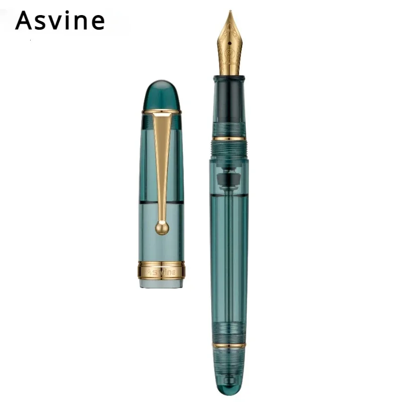 Asvine V126 Stone Green Transparent Fountain Pen M/F Nib Acrylic