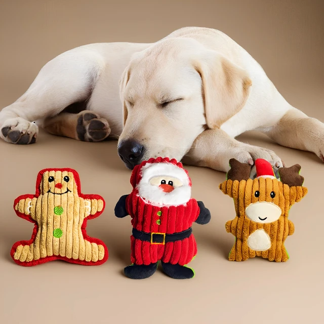 Christmas Pet Chewing Toy for Grinding and Cleaning Teeth Interactive Squeaky Plush Toy for Help Relieve Boredom Pet Toy for Dog 2
