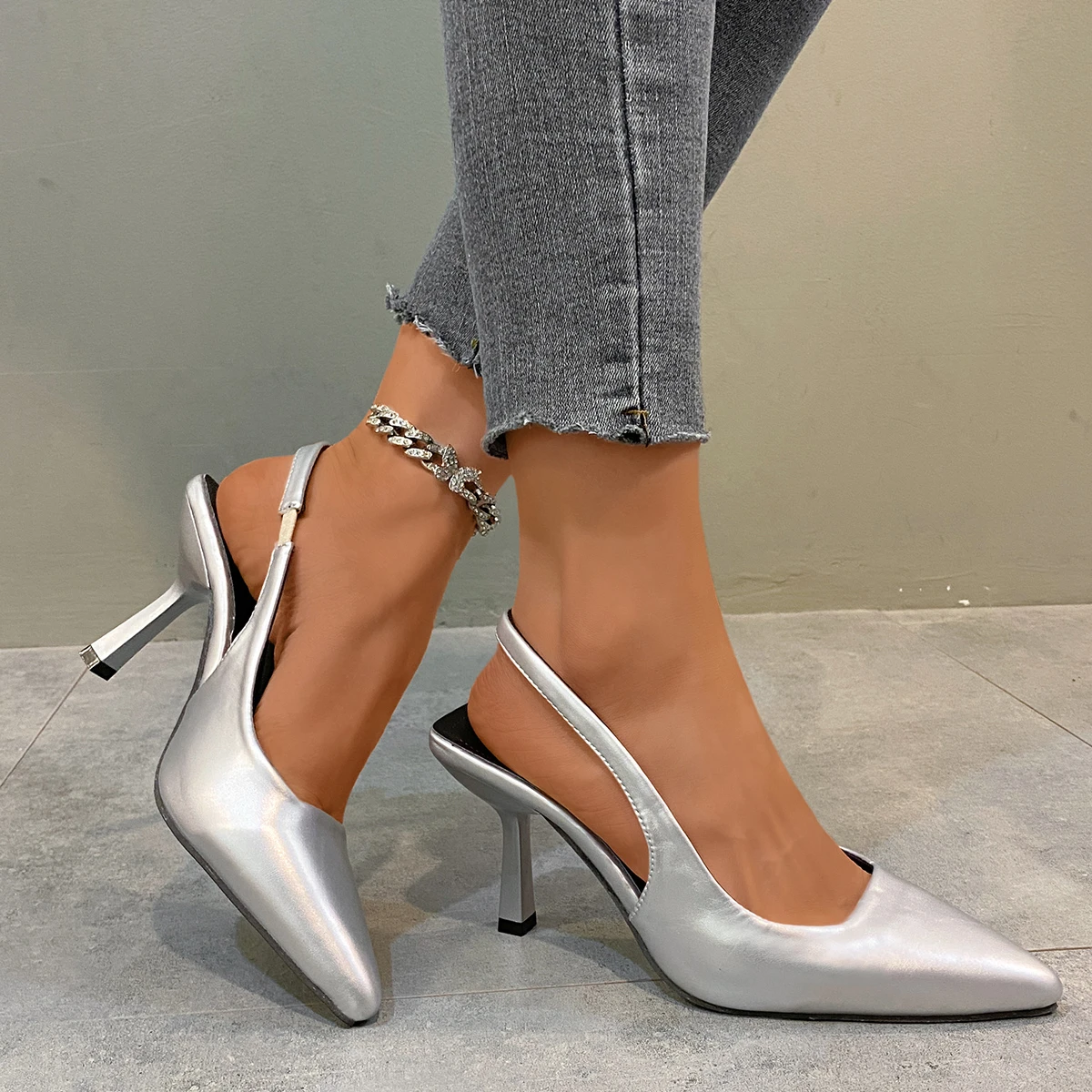 2024 Spring New Brand Woman Slingback Shoes Fashion Leopard