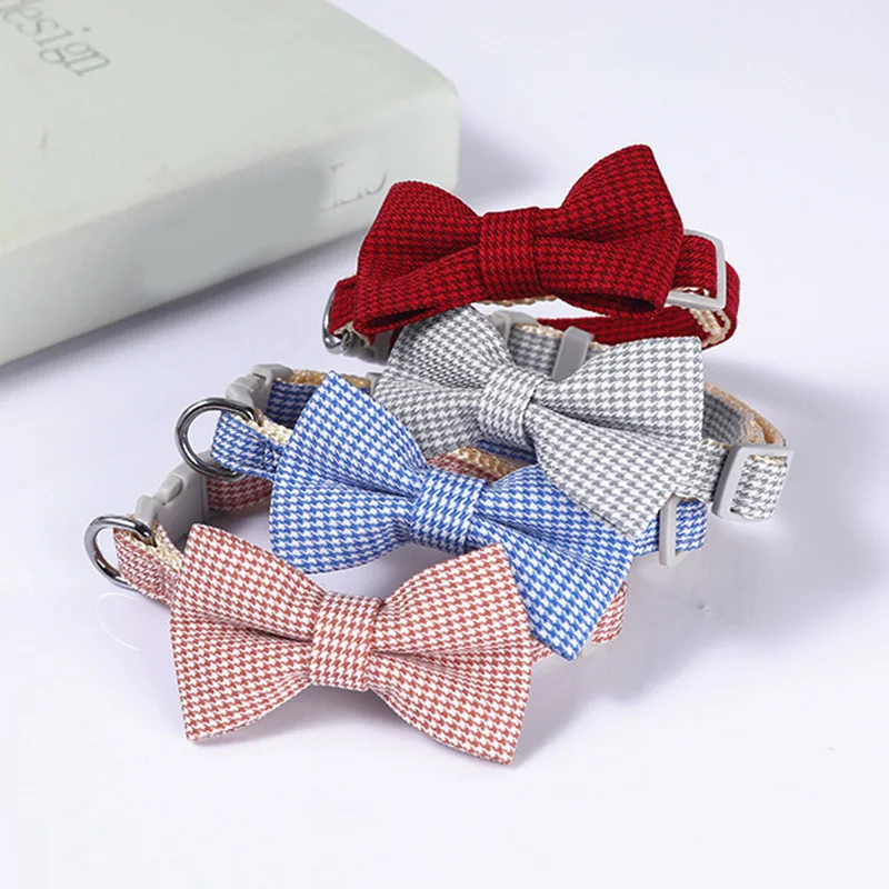 

Adjustable Pets Bow Plaid Collar Dog Bow Ties Cute Puppy Small Dogs Cats Colorful Ties For Dog Collar Pet Grooming Supplies