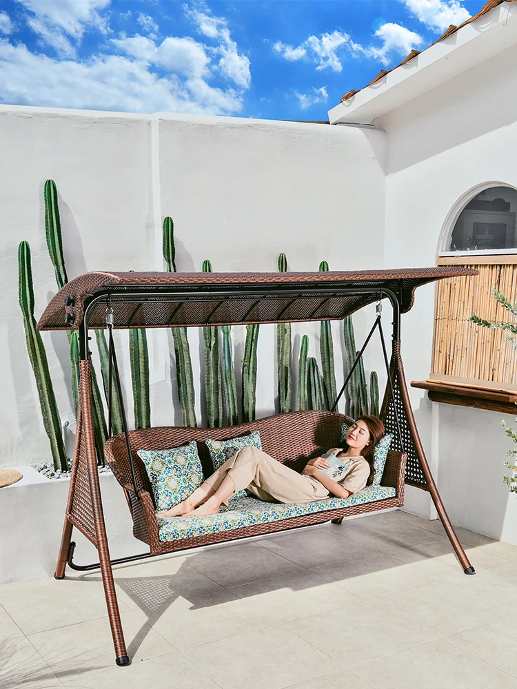 

Purple leaf swing outdoor courtyard rocking chair garden swing hanging chair villa hammock double iron art outdoor swing chair