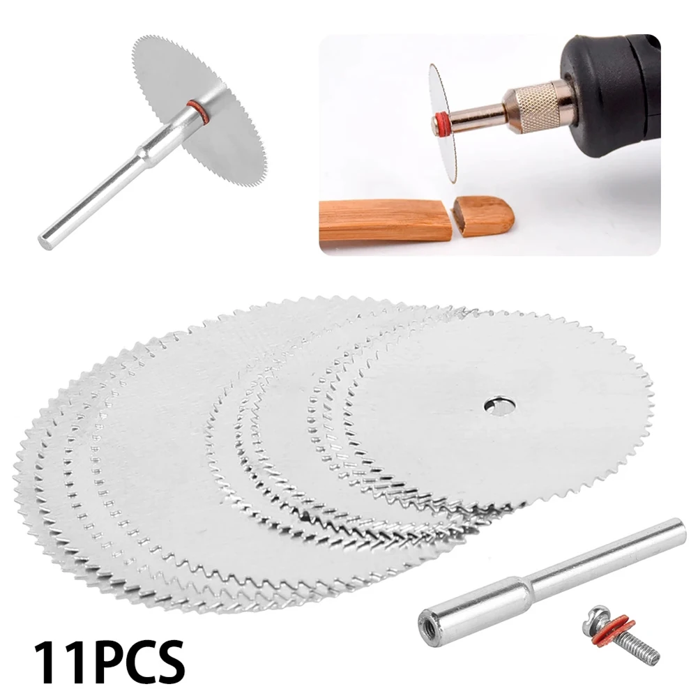 11PCS Circular Saw Blade Stainless Steel Cutting Blade Electric Grinding Cutting Disc For Wood Plastic Tool Accessories 11pcs mini circular saw blade set electric grinding cutting disc rotary tool for dremel metal cutter wood power tool