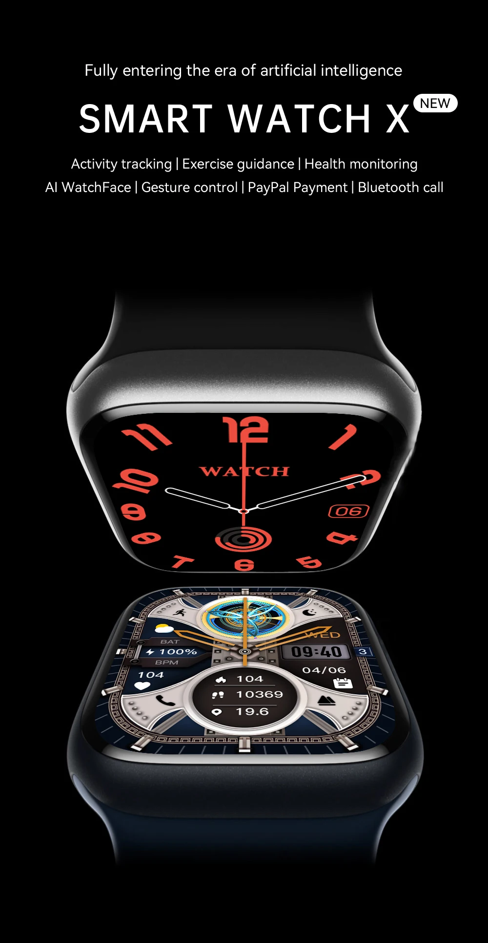 AI ̽ ġ X Ʈ ġ Ƹ ũ, NFC ChatGPT ECG   ޽  ٹ,  Ʈ ġ, 45mm, ǰ