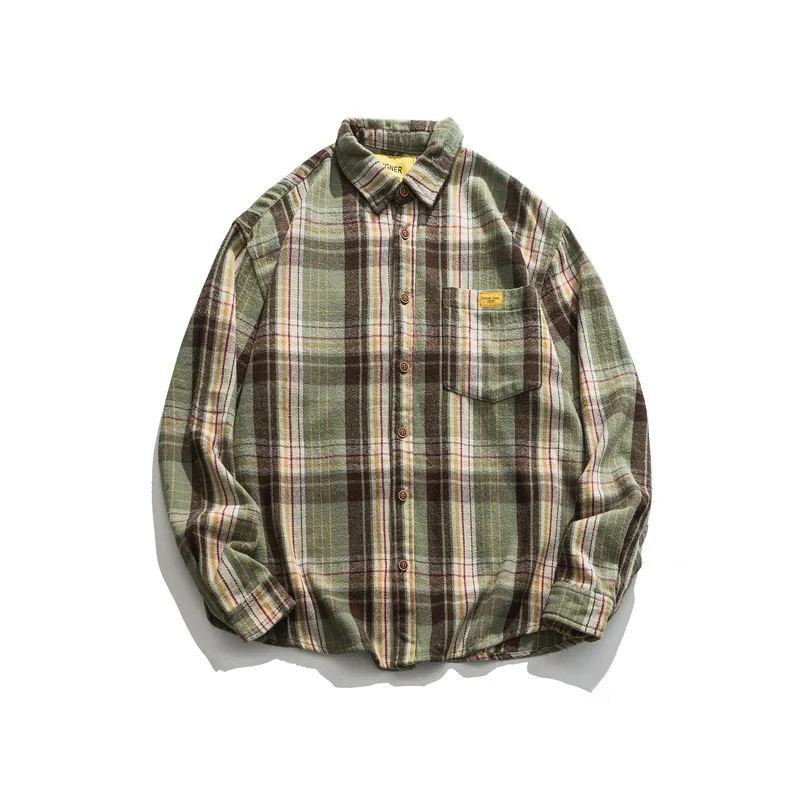 

Autumn Men's Shirt Clothing Outdoors Camping Trekking Travel Sports Training Cycling Fashion Brand Casual Thickened Plaid Tops