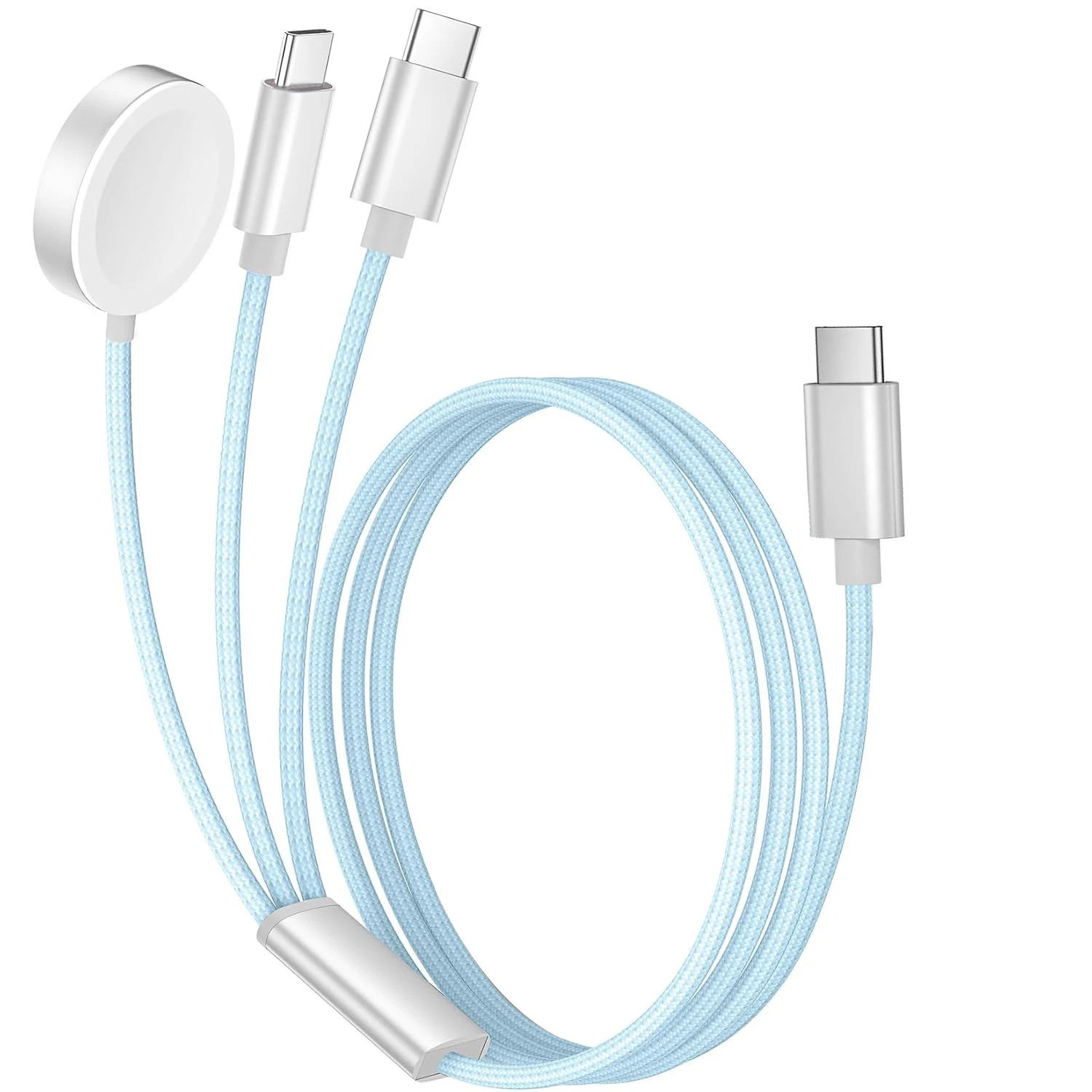 Enhanced Multi-Device Fast Charging Cable with Magnetic Wireless Charger Functionality for Smartwatches and Smartphones