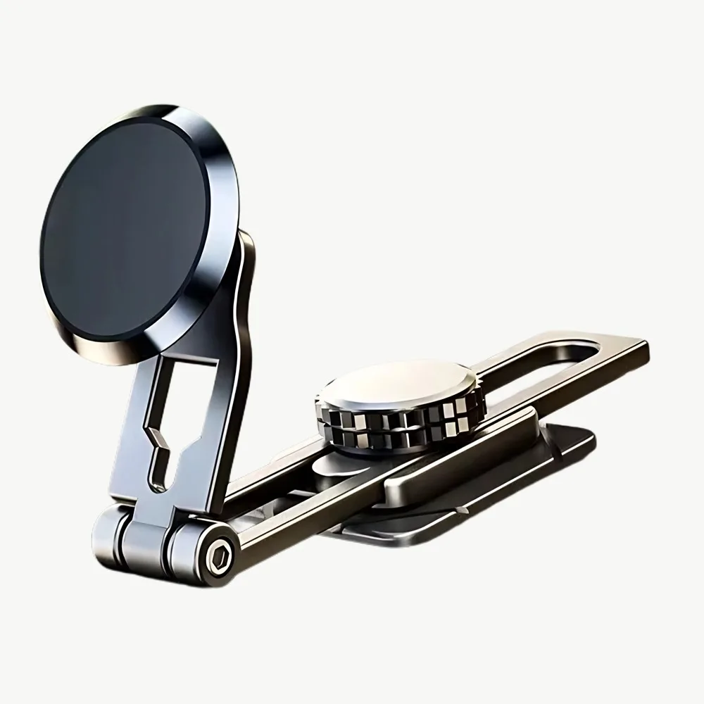 Magnetic Car Phone Holder with Double Fold Alloy Stand and 360° Rotation