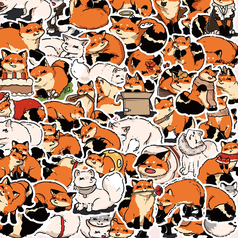 

10/30/50pcs Lovely Animal Fox Stickers for Kids Decorative Stationary Notebook Phone Case Waterproof Kawaii Vinyl Decal Toy Gift