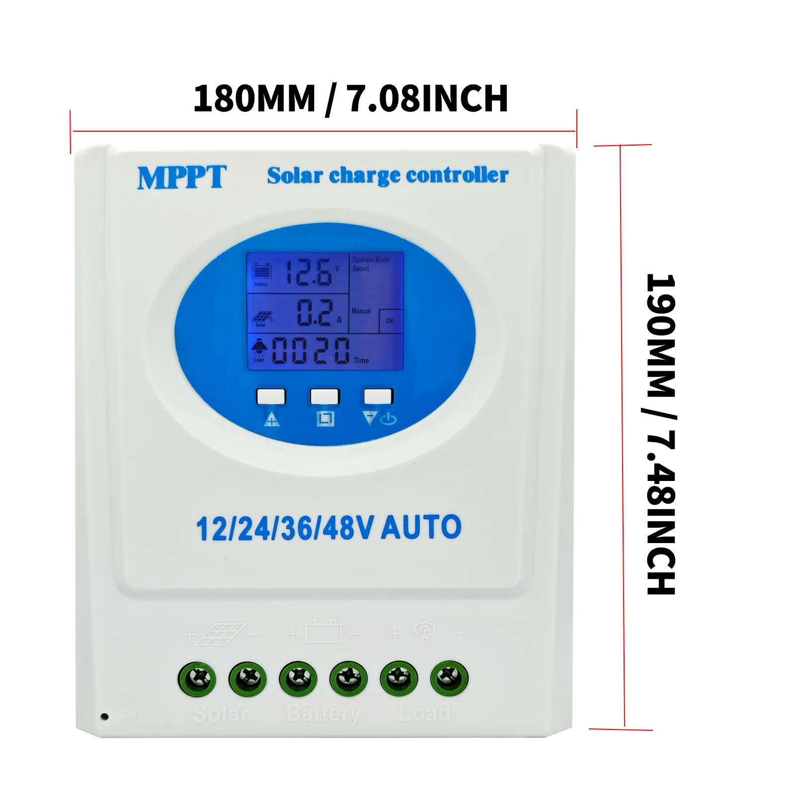 MPPT Solar Controller with Real-Time LCD Monitoring, 7 Modes & Multi-Voltage Sup