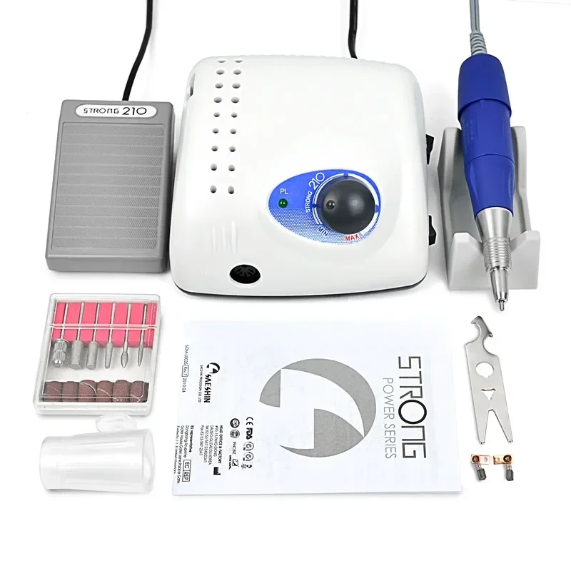 35K/40K/45K Authent 65W Electric Nail Drill Machine Strong 210 plus 105L 102L 2.35mm Model Manicure Pedicure Nail File Bit 6
