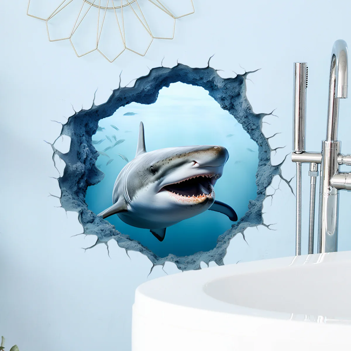 3D Hole Breaking Shark Toilet Stickers Removable Toilet Lid Wc Decoration Self-Adhesive Glass Vinyl Decals Bathroom Accessories