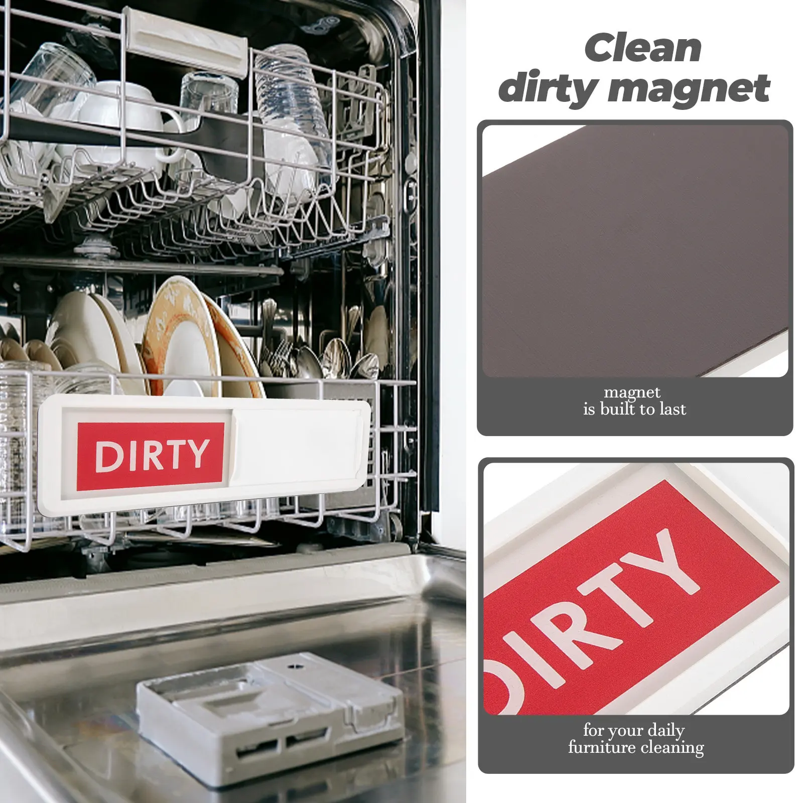 2개 세트 깨끗/더러운 자석 식기세척기 표시등 주방 가정 사무실 세탁기 세탁 상태 표시 자석 보드