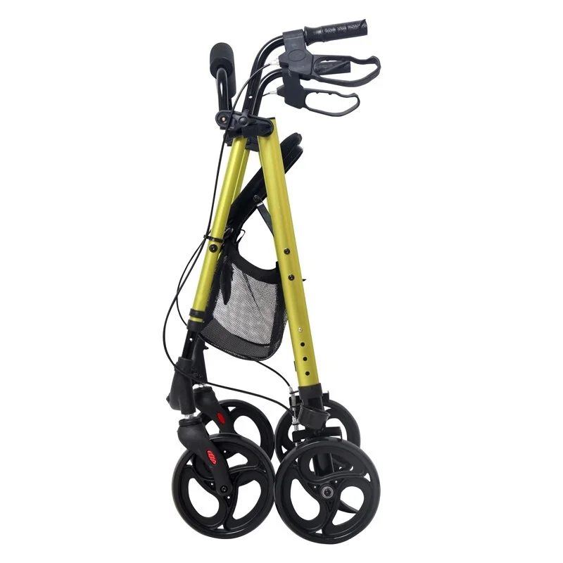 Lightweight Adjustable Aluminum Rollator Walker with Seat for Elderly
