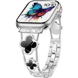 Elegant Chic Sparkling Universal Smartwatch Band - Stylish Accessory - 42 44 45 46 49mm (Silvery)