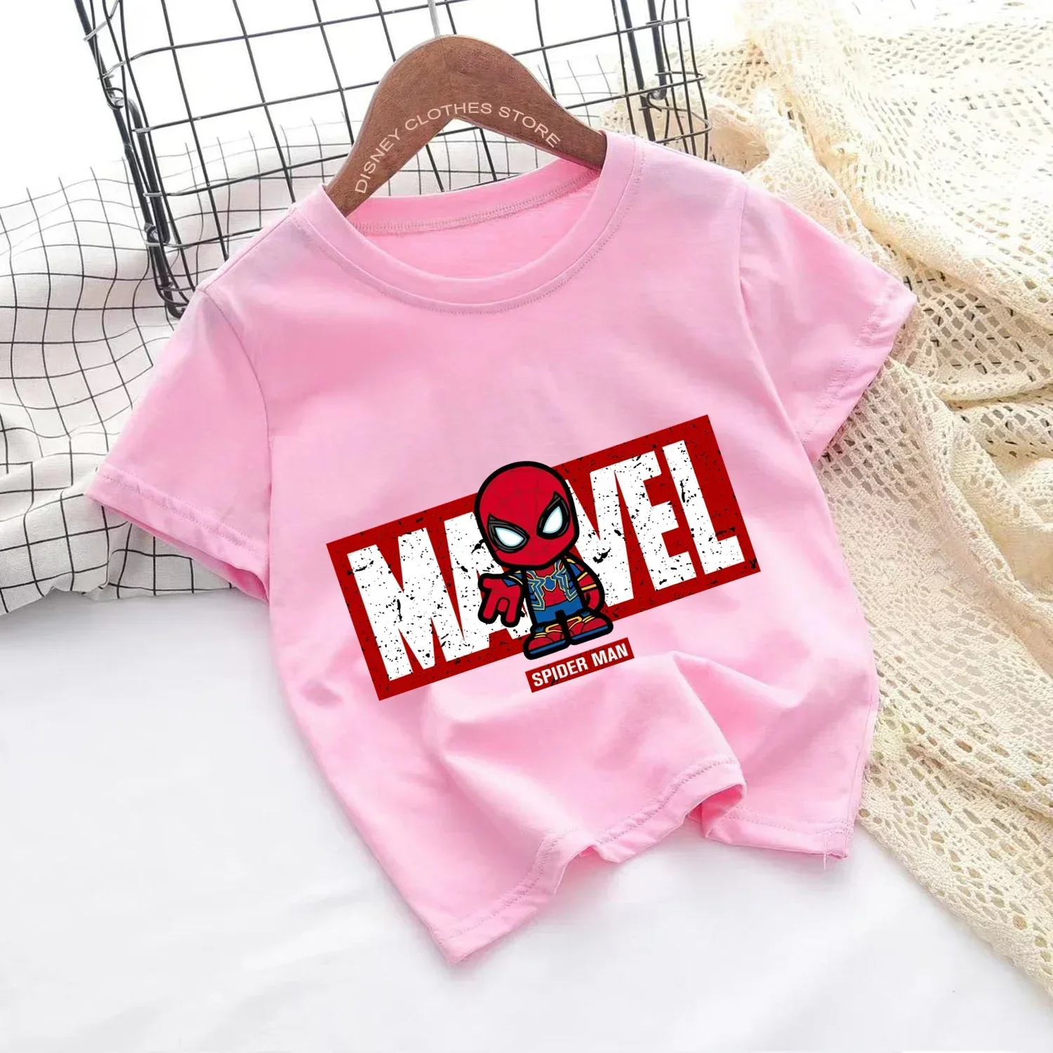 Funny Marvel Spider-Man Teen T-shirt Kid Boy Girl Casual Fashion Cotton Children Clothing 2024 Summer Cool Baby Tee Tops T-shirt 3