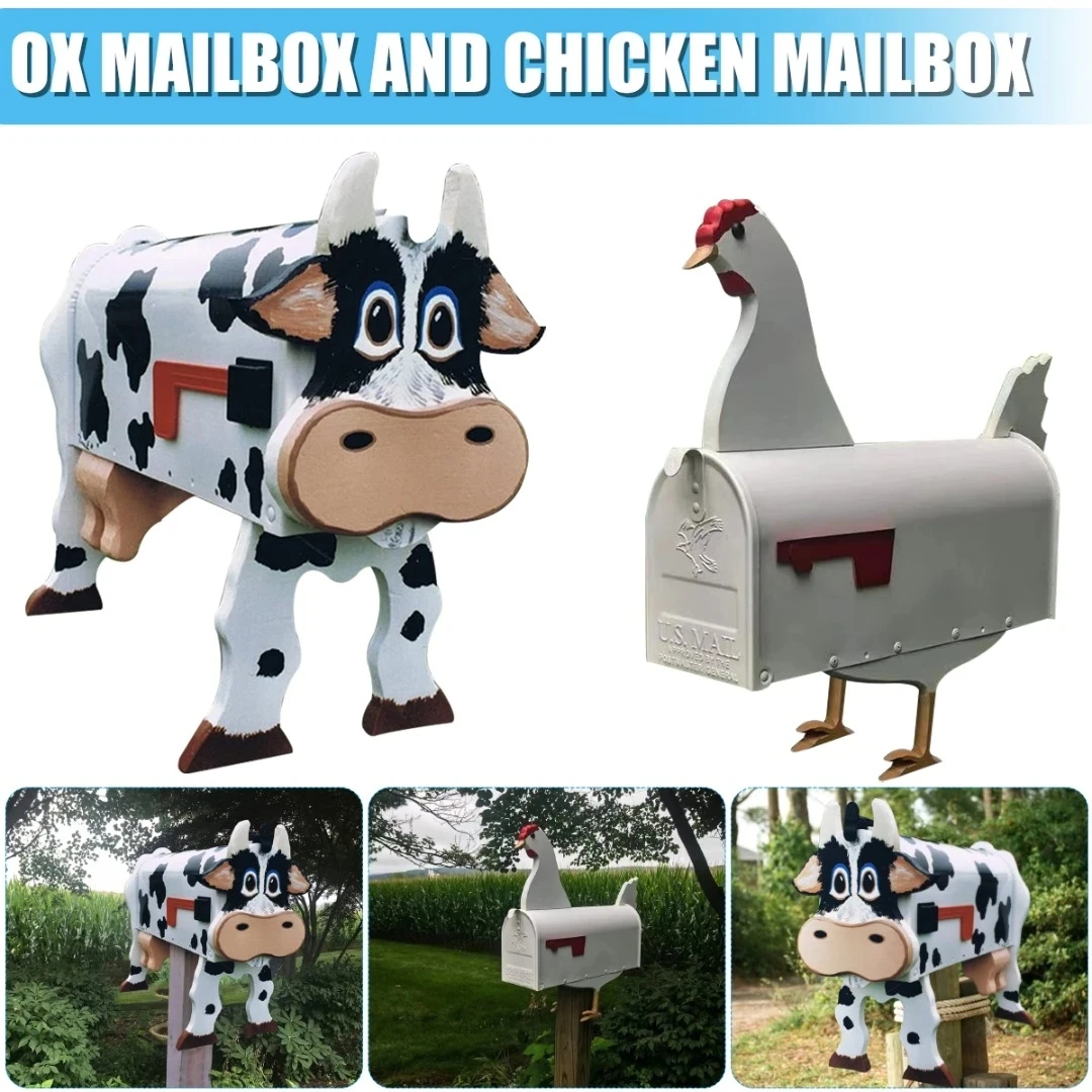 

Handmade Custom Metal Cow Mailbox Cow Letter Box Outdoor Funny Farm Animal Mailboxes for Farm and Outside Garden Decor Post Box