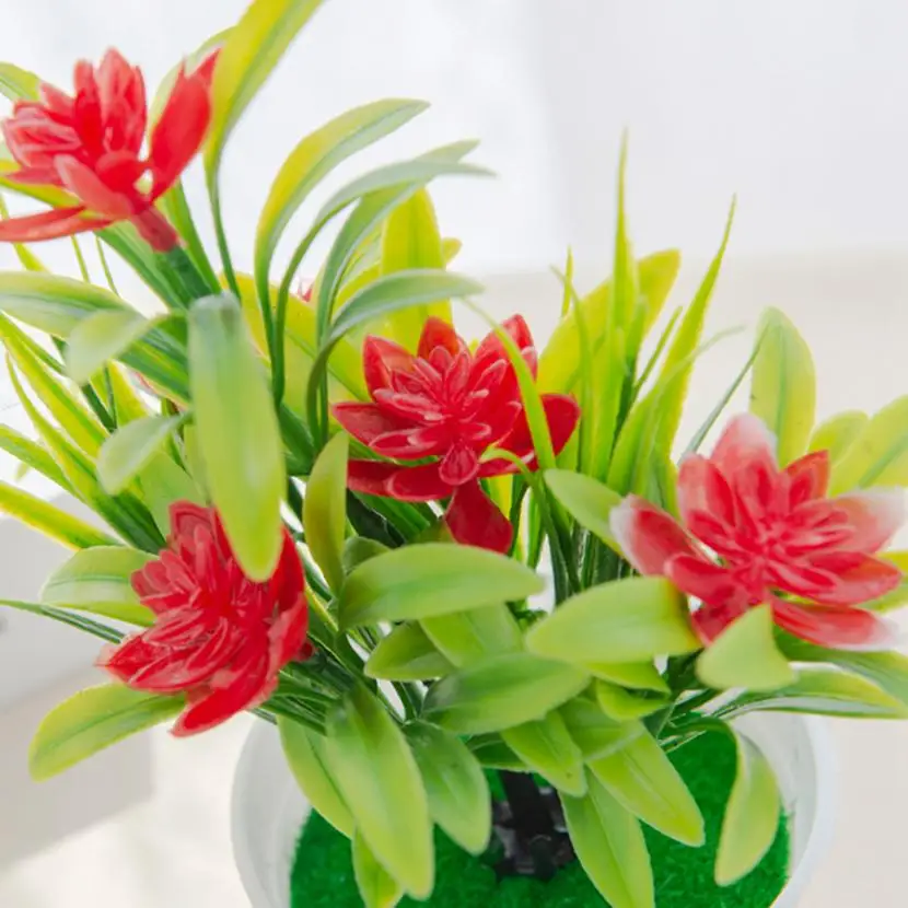 Artificial Flowers Bonsai Vase Home Decoration Mini Potted Festival Wedding Ornamental Flowerpots