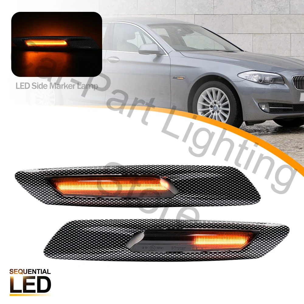 2X Led Amber Dynamic Fender Front Turn Signal Indicator Lights Side Marker Blinker For BMW 2011
