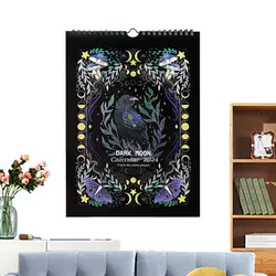 2024 Wall Calendar 12 Month Dark forest 2024 Lunar Calendar 12 Months Waterproof Hangable Cardboard Monthly Calendar with
