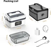 Boîte à lunch électrique portable, capacité de 1L et batterie externe de 16000mAh, auto-chauffante sans fil pour le travail, les voyages, la voiture, le bureau 6