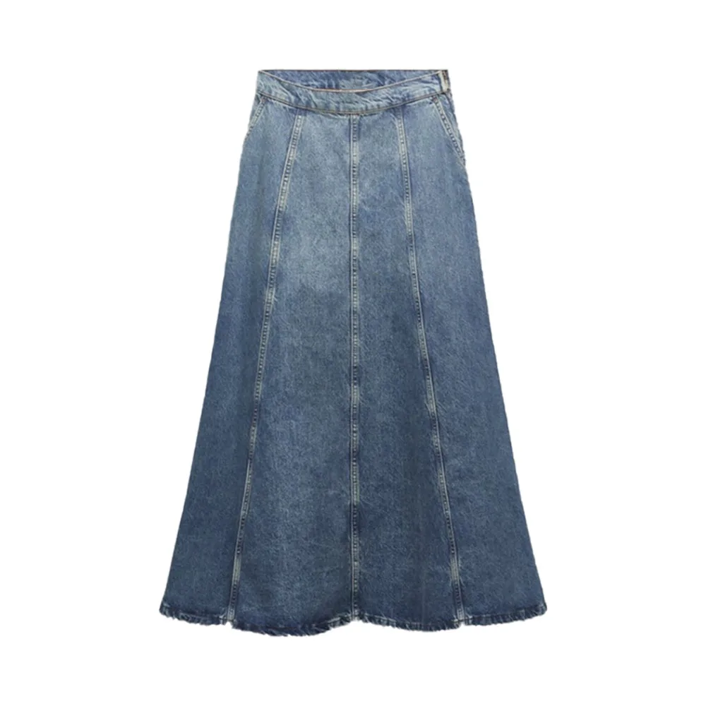 

Zach AiIsa women's spring and summer new design sense versatile fashion retro high waist loose denim skirt mermaid skirt