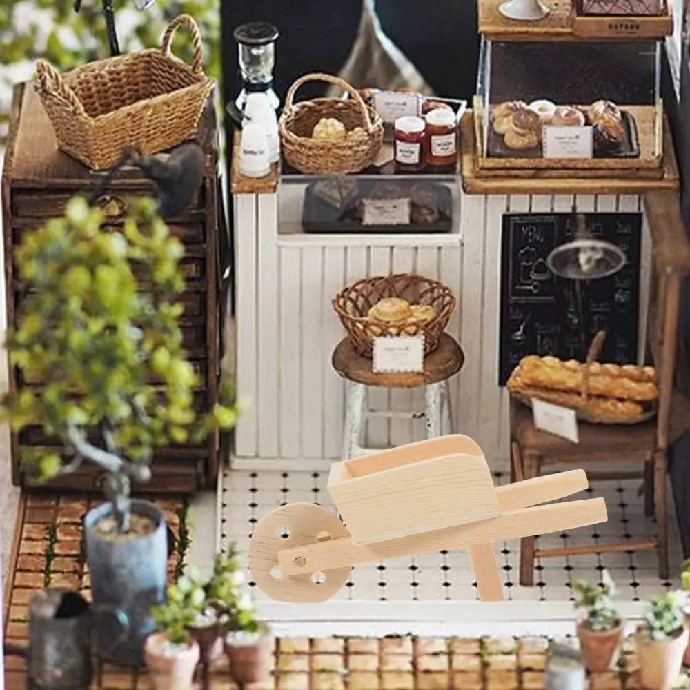 New Wooden Mini Cart Doll Houses Wood Color Landscape Carts Decor Child Furniture Decors Kids Toy Miniature