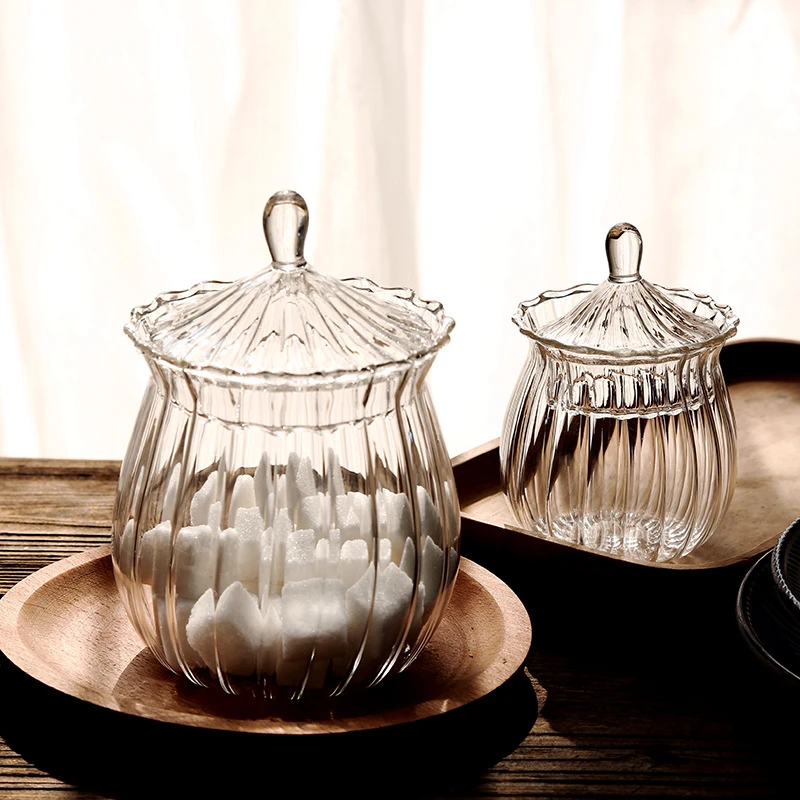 European Transparent Sugar Cube Jar Glass Candy Sealed Jar Creative Tea